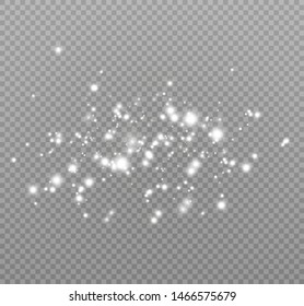 White sparks and golden stars glitter special light effect. Vector sparkles on transparent background.