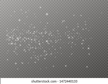 White sparks and golden stars glitter special light effect. Vector sparkles on transparent background. Christmas abstract pattern. Sparkling magic dust particles