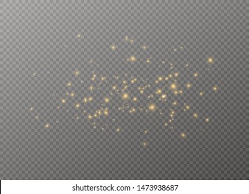 White sparks and golden stars glitter special light effect. Vector sparkles on transparent background. Christmas abstract pattern. Sparkling magic dust particles