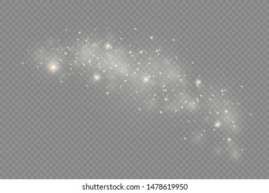 White sparks and golden stars glitter special light effect. Vector sparkles on transparent background. Christmas abstract