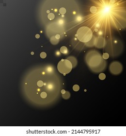 White sparks and golden stars glitter special light effect. Vector sparkles on transparent background. Christmas abstract pattern. Sparkling magic dust particles	