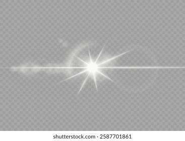 White sparks and golden stars shine with special light. Vector sparkles on a transparent background. Sparkling magical dust particles. Flash sunlight sparck. Glow sparkle effect. Abstract lens flare