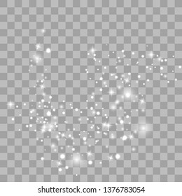 White sparks and light effect. Vector sparkles on transparent background. Christmas abstract pattern. Sparkling magic dust particles. Vector illustration eps 10.