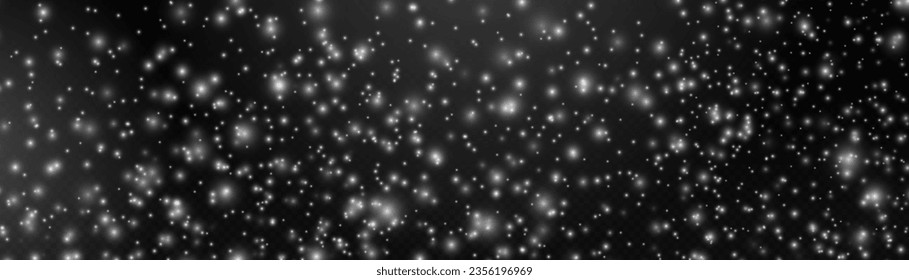 White sparks on transparent background. Sparkling magic dust particles. Christmas sparkl light effect, shine lights. Lens flare sparkles or shiny glittering glowing stars. Vector illustration.