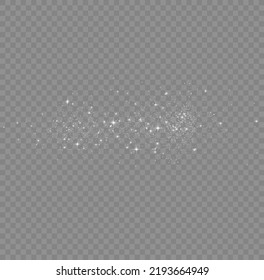 White sparks shine light effect. white dust. Vector sparkles on a transparent background. Christmas abstract smoke and wind pattern. Shiny fairytale dust particles with smoke and yellow color star.