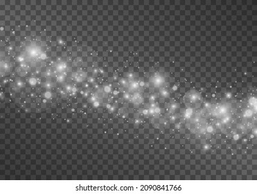 White sparks and stars glitter special light effect. Christmas abstract pattern. Sparkling magic dust particles.