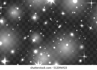 White sparks and white stars glitter special light effect isolated. Vector 