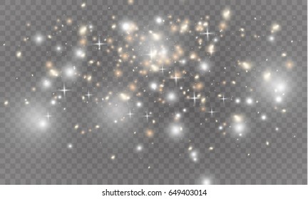 White sparks and stars glitter special light effect. Sparkling magic dust particles
