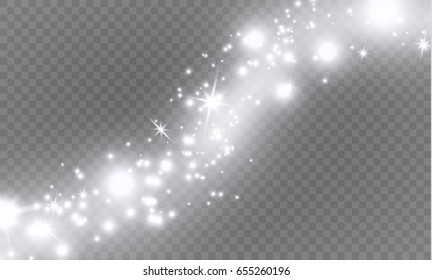 White sparks and stars glitter special light effect. Sparkling magic dust particles