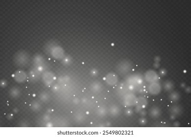 White sparks and stars sparkle with a special light. Sparkling white magic dust particles.