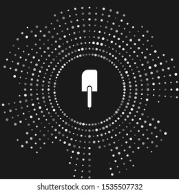 White Spatula icon isolated on grey background. Kitchen spatula icon. BBQ spatula sign. Barbecue and grill tool. Abstract circle random dots. Vector Illustration