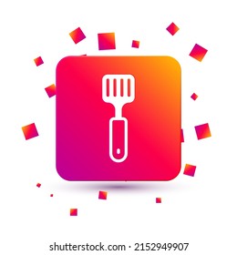 White Spatula icon isolated on white background. Kitchen spatula icon. BBQ spatula sign. Barbecue and grill tool. Square color button. Vector