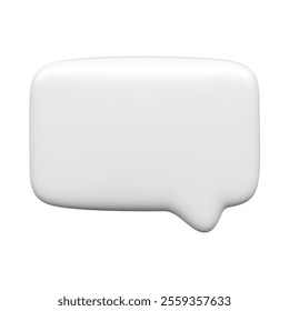 White speech bubble 3d icon rectangular vector isolated on white background