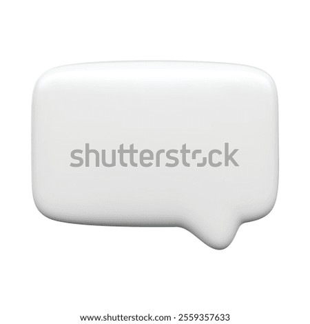 White speech bubble 3d icon rectangular vector isolated on white background