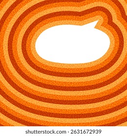 White speech bubble centered in layered orange ripple pattern. Bold and modern. Vector illustration.
