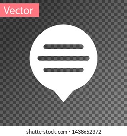 White Speech bubble chat icon isolated on transparent background. Message icon. Communication or comment chat symbol.  Vector Illustration