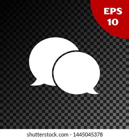 White Speech bubble chat icon isolated on transparent dark background. Message icon. Communication or comment chat symbol. Vector Illustration White Speech bubble chat icon isolated on transparent dark background. Message icon. Communication or comment chat symbol. Vector Illustration