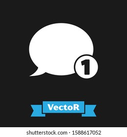 White Speech bubble chat icon isolated on black background. Message icon. Communication or comment chat symbol.  Vector Illustration