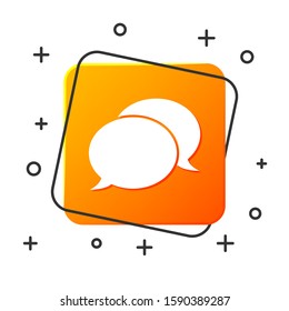 White Speech bubble chat icon isolated on white background. Message icon. Communication or comment chat symbol. Orange square button. Vector Illustration