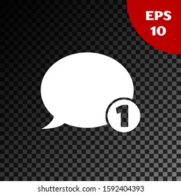 White Speech bubble chat icon isolated on transparent dark background. Message icon. Communication or comment chat symbol.  Vector Illustration