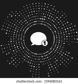 White Speech bubble chat icon isolated on grey background. Message icon. Communication or comment chat symbol. Abstract circle random dots. Vector Illustration