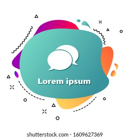 White Speech bubble chat icon isolated on white background. Message icon. Communication or comment chat symbol. Abstract banner with liquid shapes. Vector Illustration