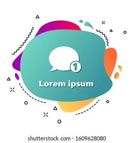White Speech bubble chat icon isolated on white background. Message icon. Communication or comment chat symbol. Abstract banner with liquid shapes. Vector Illustration