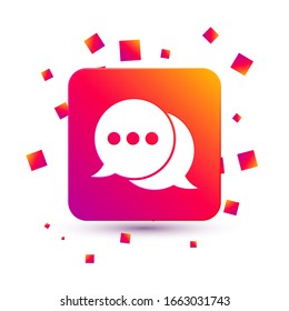 White Speech bubble chat icon isolated on white background. Message icon. Communication or comment chat symbol. Square color button. Vector Illustration