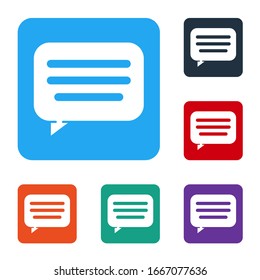 White Speech Blase Chat Symbol einzeln auf weißem Hintergrund. Nachrichtensymbol. Chat-Symbol für Kommunikation oder Kommentar. Die Symbole werden in den Tasten für das Farbquadrat eingestellt. Vektorillustration-Illustration