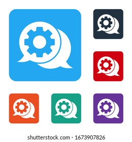 White Speech bubble chat icon isolated on white background. Message icon. Communication or comment chat symbol. Set icons in color square buttons. Vector Illustration