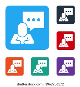 White Speech bubble chat icon isolated on white background. Message icon. Communication or comment chat symbol. Set icons in color square buttons. Vector