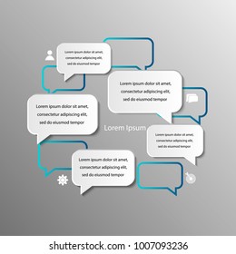 White speech bubble circles on the grey background. Eps 10 vector file.