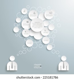 White speech bubble circles on the grey background. Eps 10 vector file.