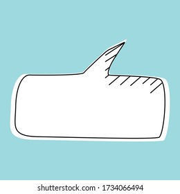 White speech bubble doodle on blue background for concept design isolated vector illustration. Web banner frame. Empty blank comment.