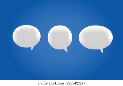 icono de burbuja de habla blanca aislado con fondo azul. Icono de chat 3D