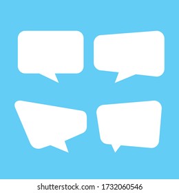 white speech bubble isolated on blue, speech balloon square sign for communication symbol, doodle white speech bubble for talk text,  balloon message icon, dialog chatting graphic for icon talk