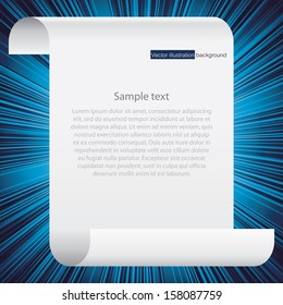 white speech bubble on blue burst background. Vector