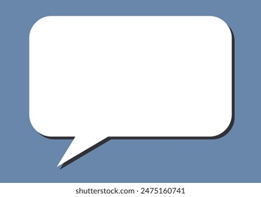 White speech bubble or speech bubble on blue background