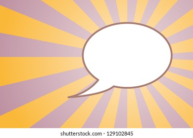white speech bubble on color ray, vector image