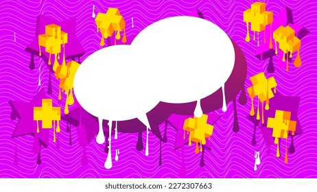 White speech bubble on colorful Graffiti background. Abstract modern street art decoration performed in urban painting style.