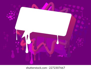 White speech bubble on colorful Graffiti background. Abstract modern street art decoration performed in urban painting style.