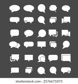 White Speech bubble pack, speech balloon, chat bubble line art vector icon for apps and websites