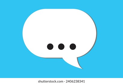 White speech bubble of paper cardboard with a note that the interviewee is responding to a blue background. The concept of notification on the phone or social networks. Flat lay, top view.