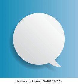 Burbuja blanca del discurso con la sombra en el fondo azul, Ilustración vectorial.