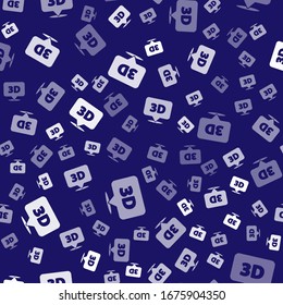 White Speech bubble with text 3D icon isolated seamless pattern on blue background.  Vector Illustration