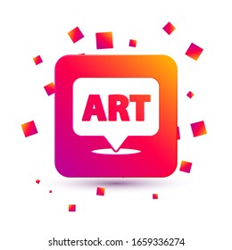 Burbuja de voz blanca con icono de arte de texto aislado en fondo blanco. Icono de mensaje. Símbolo de chat de comunicación o comentario. Botón Color cuadrado. Ilustración vectorial