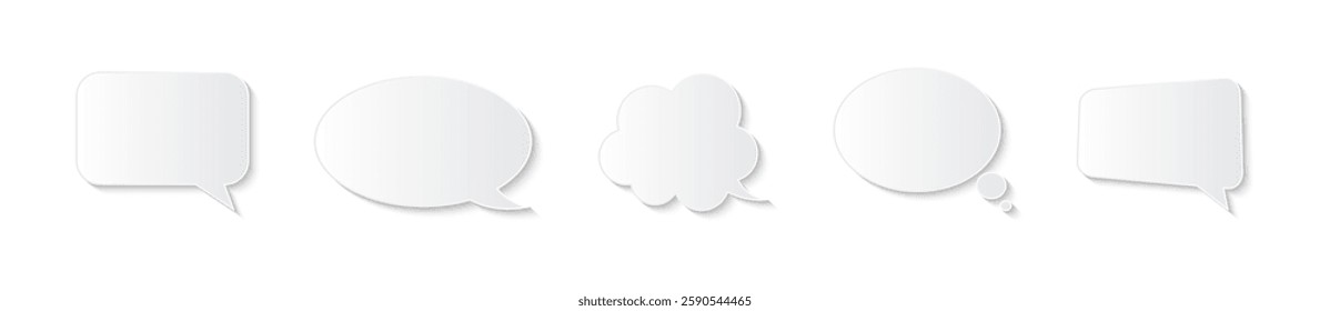 White Speech Bubble Vector Icon Set