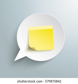 White speech bubble with yellow stick on the gray background. Eps 10 vector file.