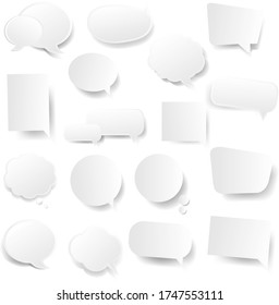 White Speech Bubbles Collection In White Background With Gradient Mesh, Vector Illustration