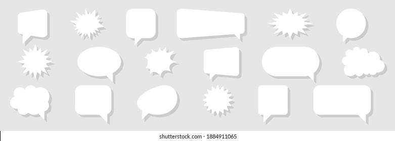 White Speech bubbles. Comic empty speech bubbles in flat design. Vector illustration